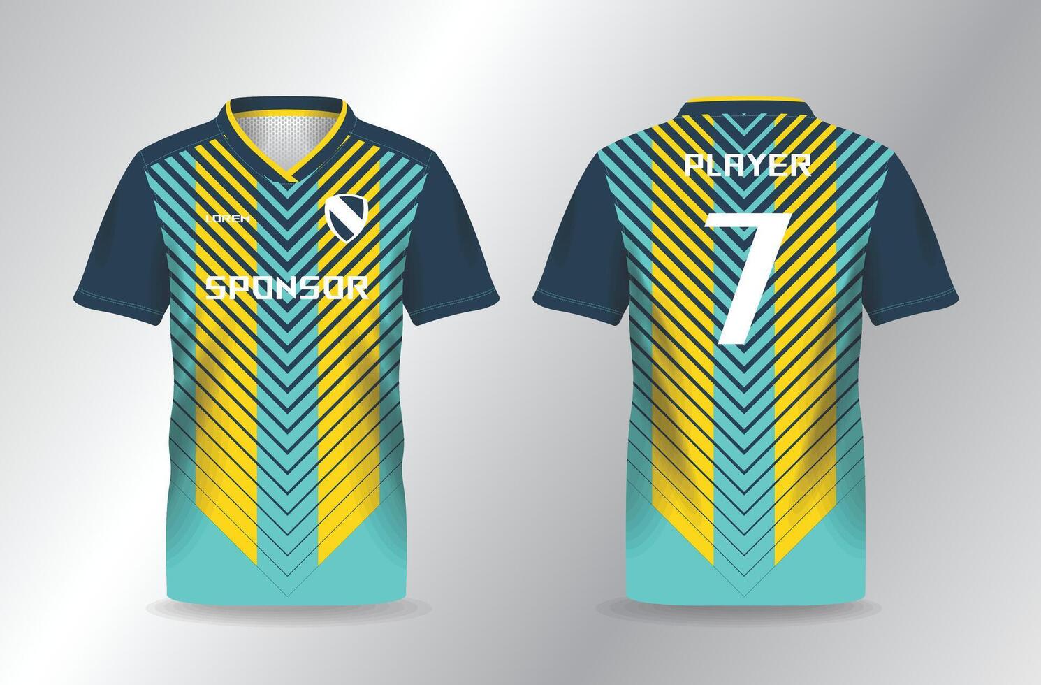 tosca and yellow abstract background sport jersey for football and soccer shirt template vector