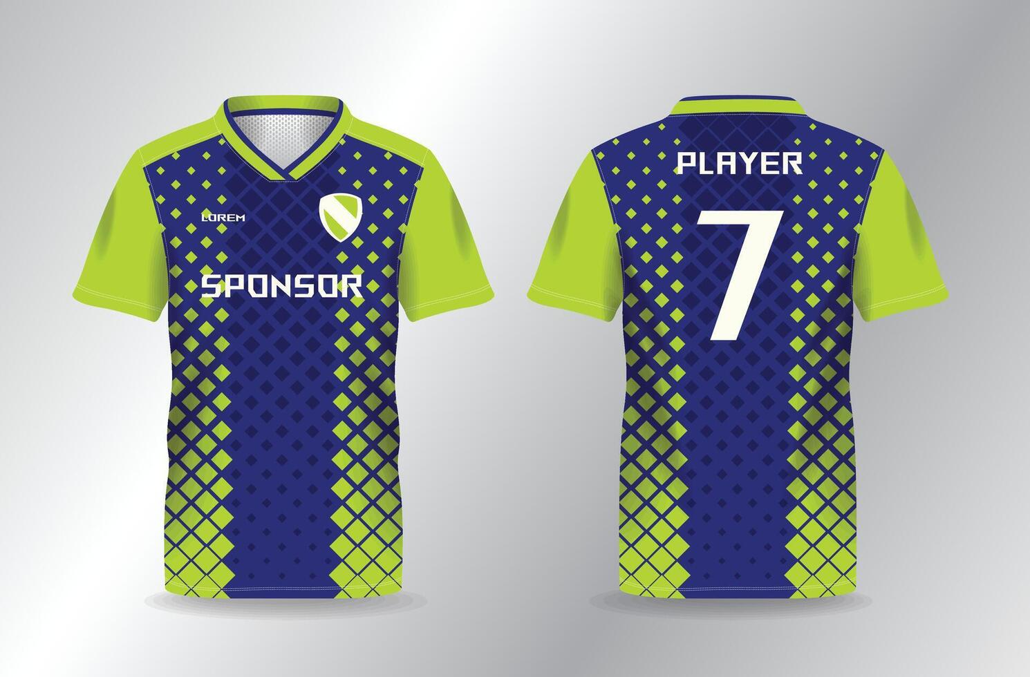 abstract blue and green pattern sport jersey for football and soccer shirt template vector