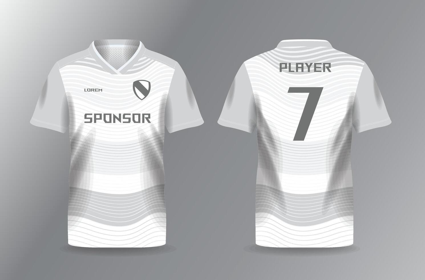 wave abstract white and grayscale sport jersey for football and soccer shirt template vector