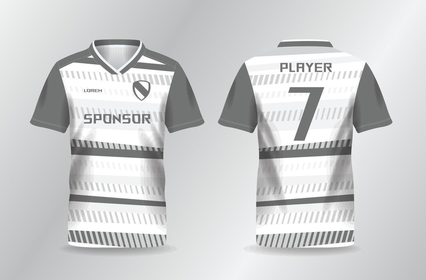 abstract white and grayscale sport jersey for football and soccer shirt template vector