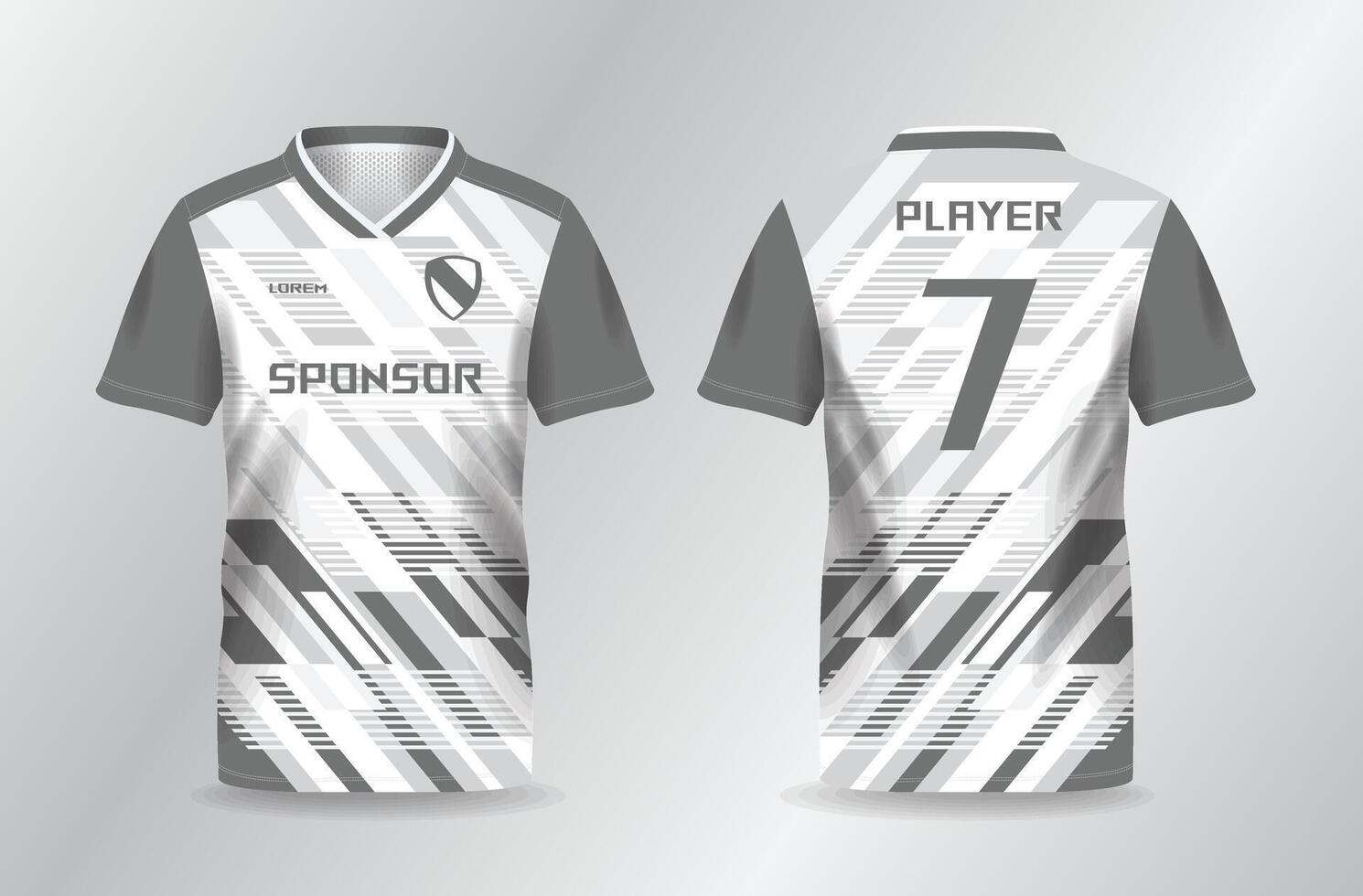 abstract white grayscale sport jersey for football and soccer shirt template vector