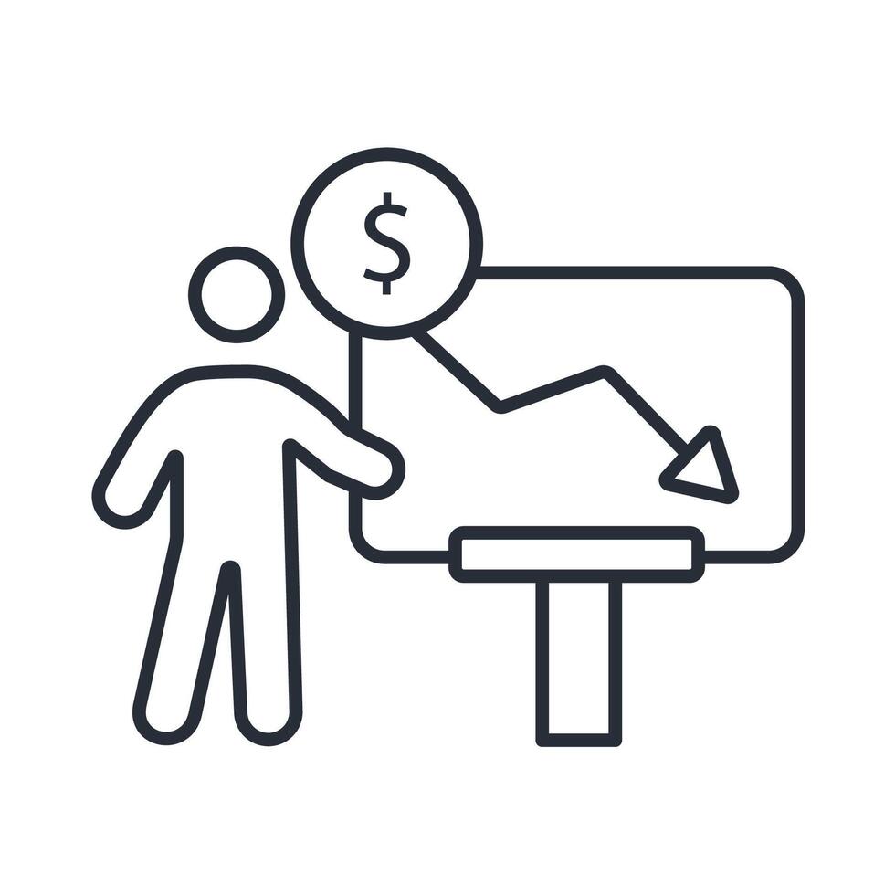 deficit icon. .Editable stroke.linear style sign for use web design,logo.Symbol illustration. vector