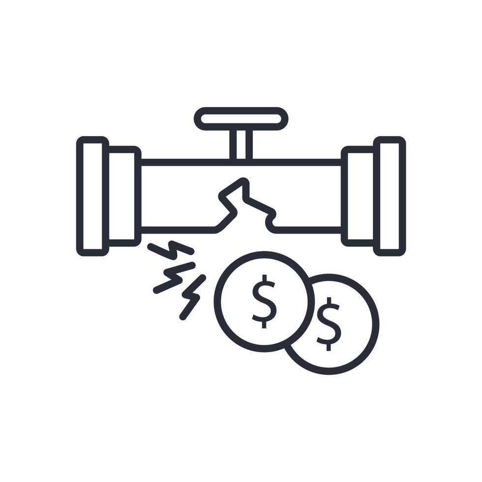 money leak icon. .Editable stroke.linear style sign for use web design,logo.Symbol illustration. vector