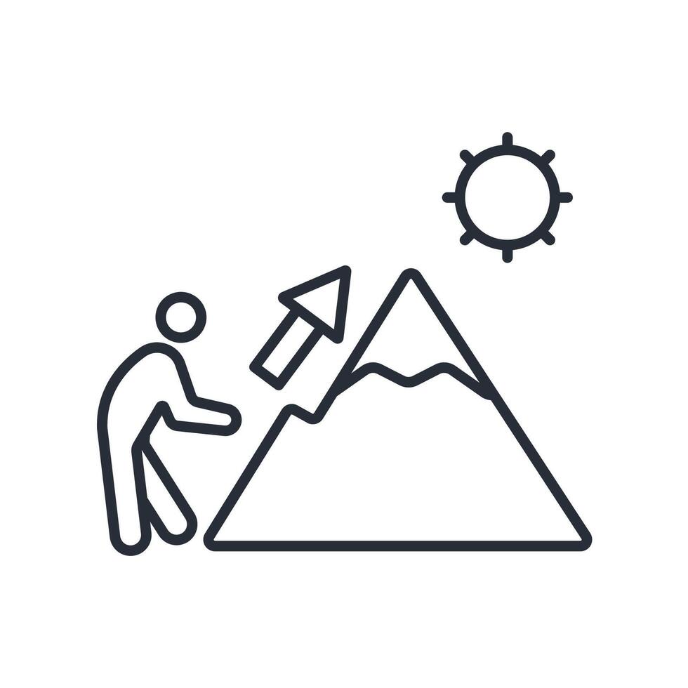 mountains climbing icon. .Editable stroke.linear style sign for use web design,logo.Symbol illustration. vector