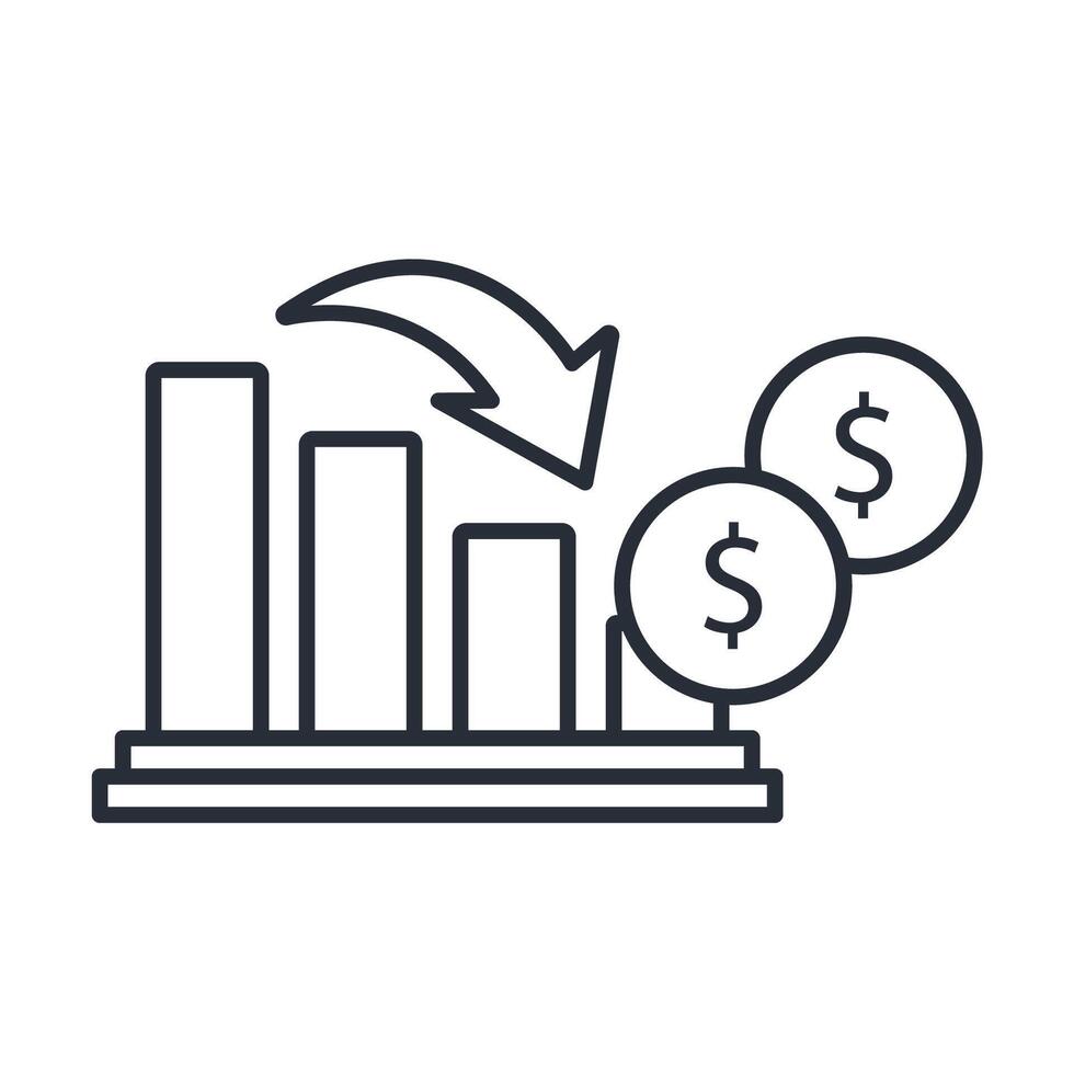 market crash icon. .Editable stroke.linear style sign for use web design,logo.Symbol illustration. vector