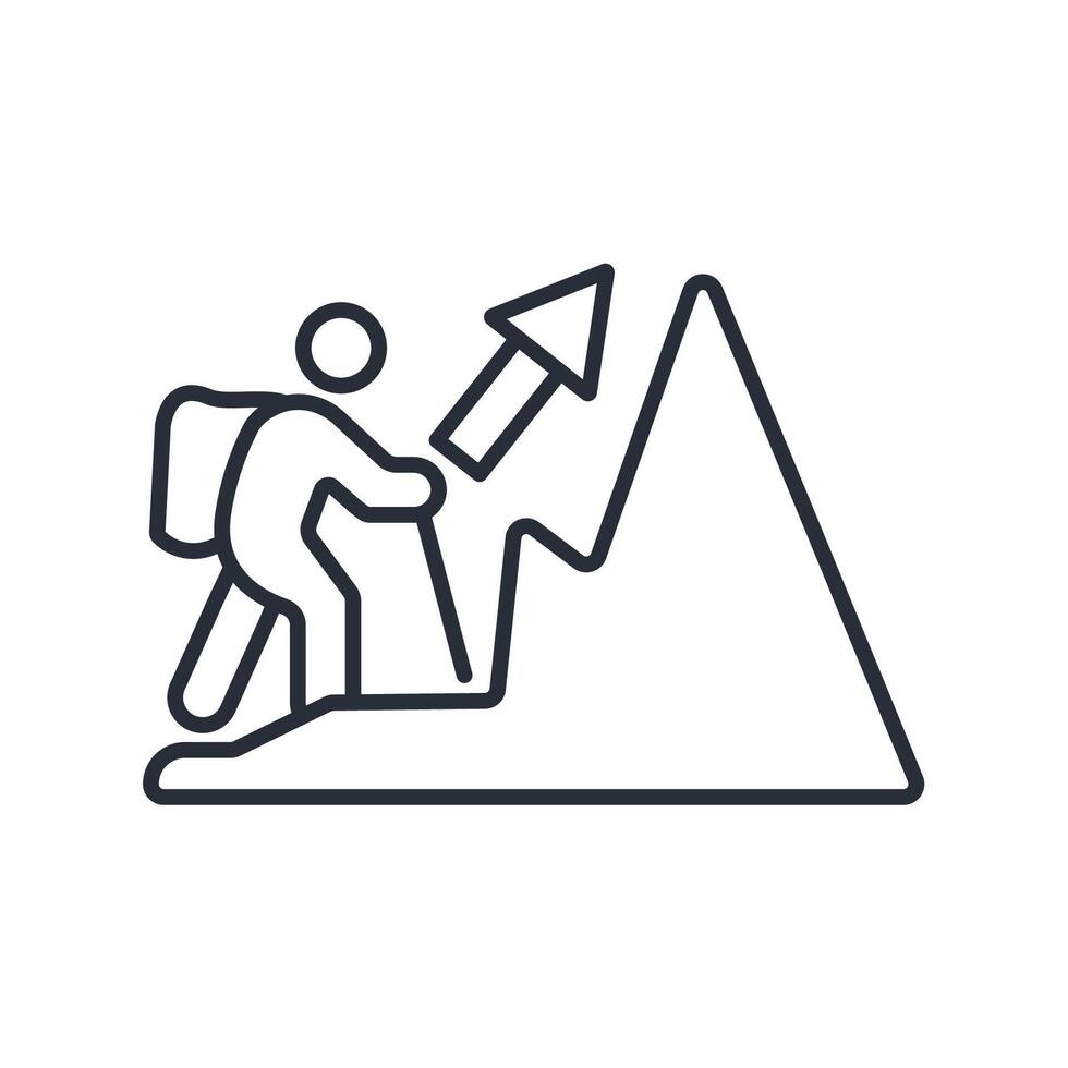 Hiking icon. .Editable stroke.linear style sign for use web design,logo.Symbol illustration. vector