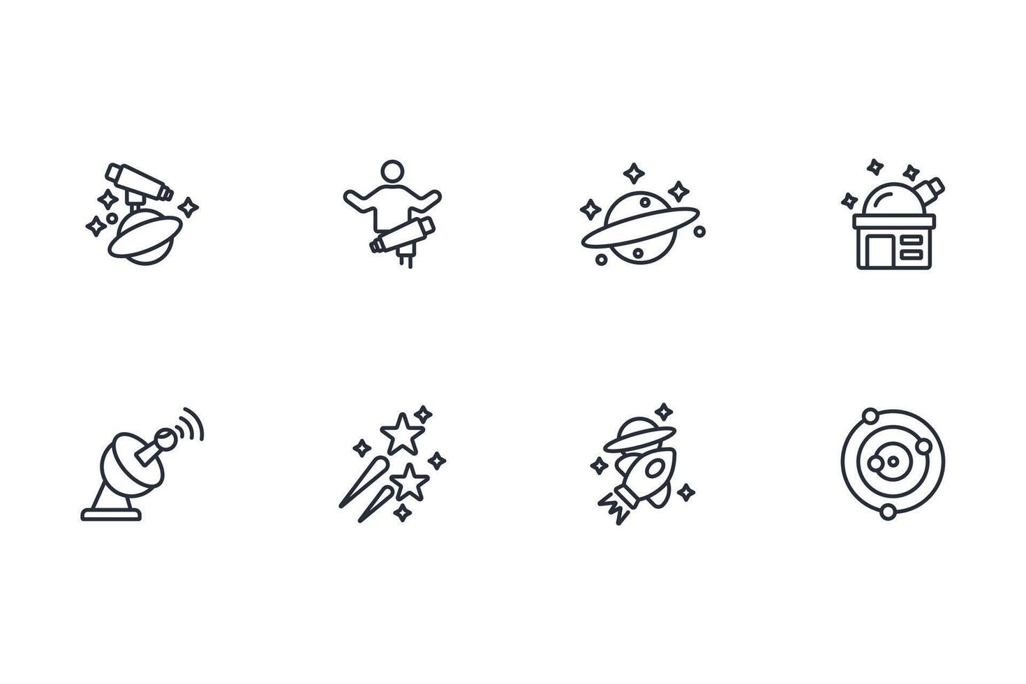 Astronomy icon set..Editable stroke.linear style sign for use web design,logo.Symbol illustration. vector