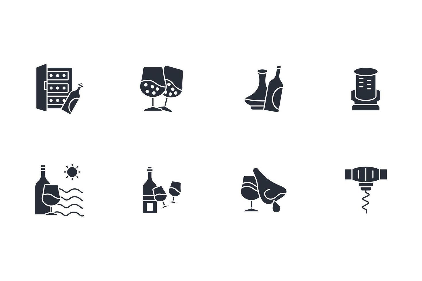 Wine icon set..Editable stroke.linear style sign for use web design,logo.Symbol illustration. vector