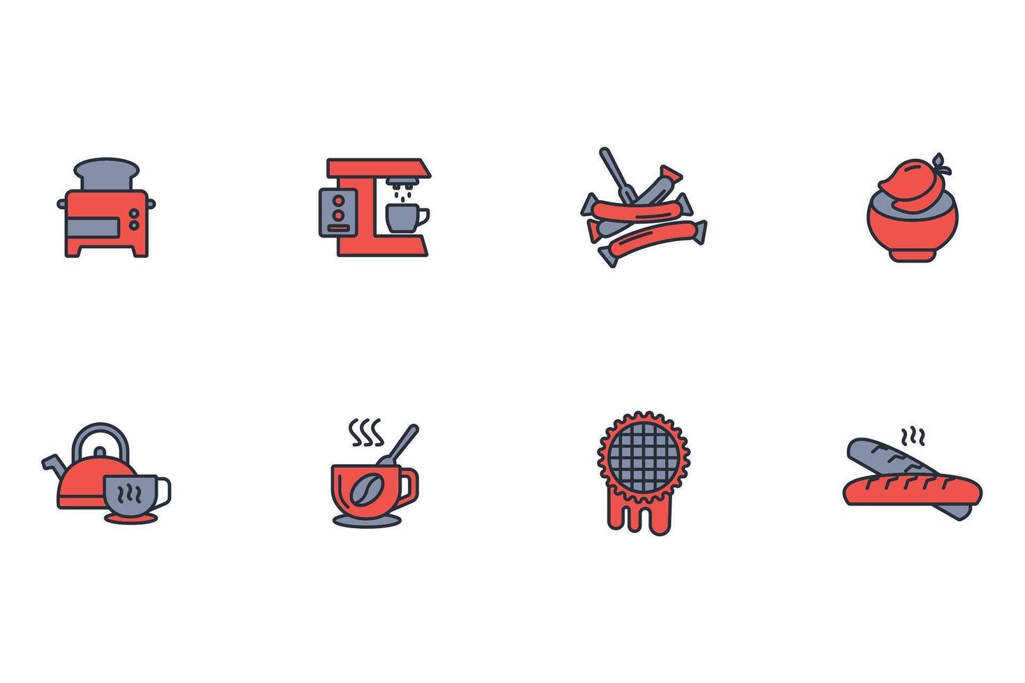 Breakfast icon set..Editable stroke.linear style sign for use web design,logo.Symbol illustration. vector