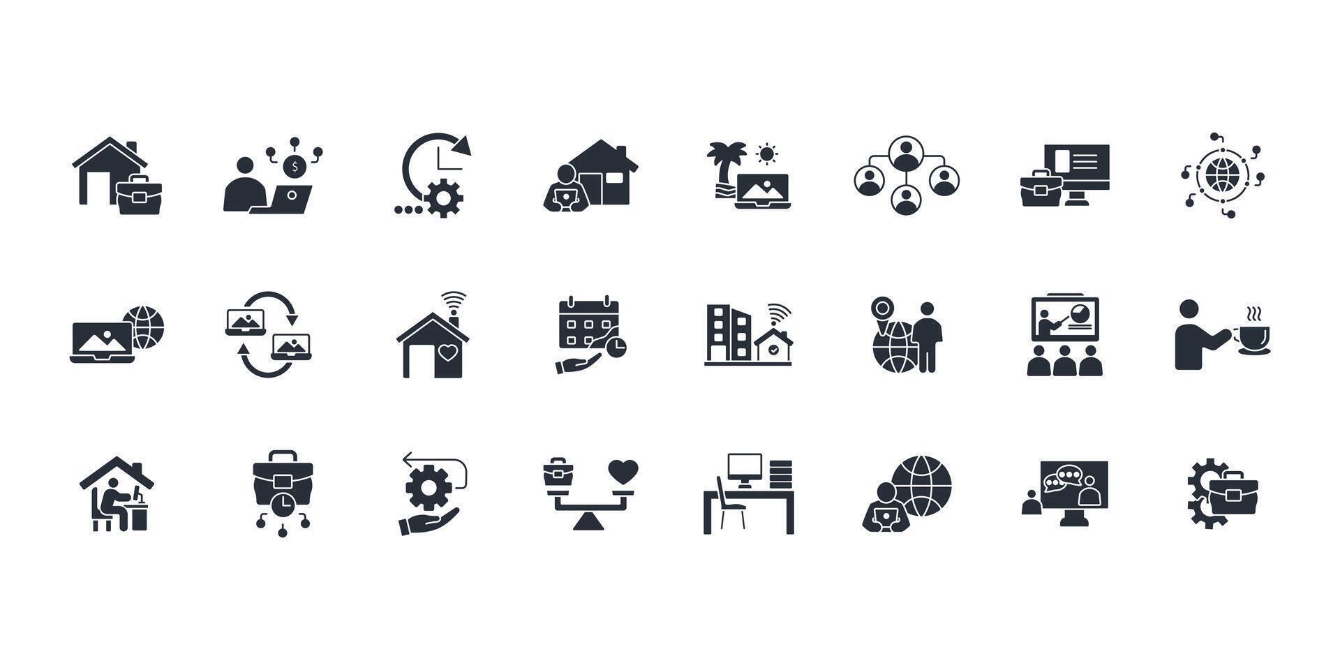 working from home icon set..Editable stroke.linear style sign for use web design,logo.Symbol illustration. vector