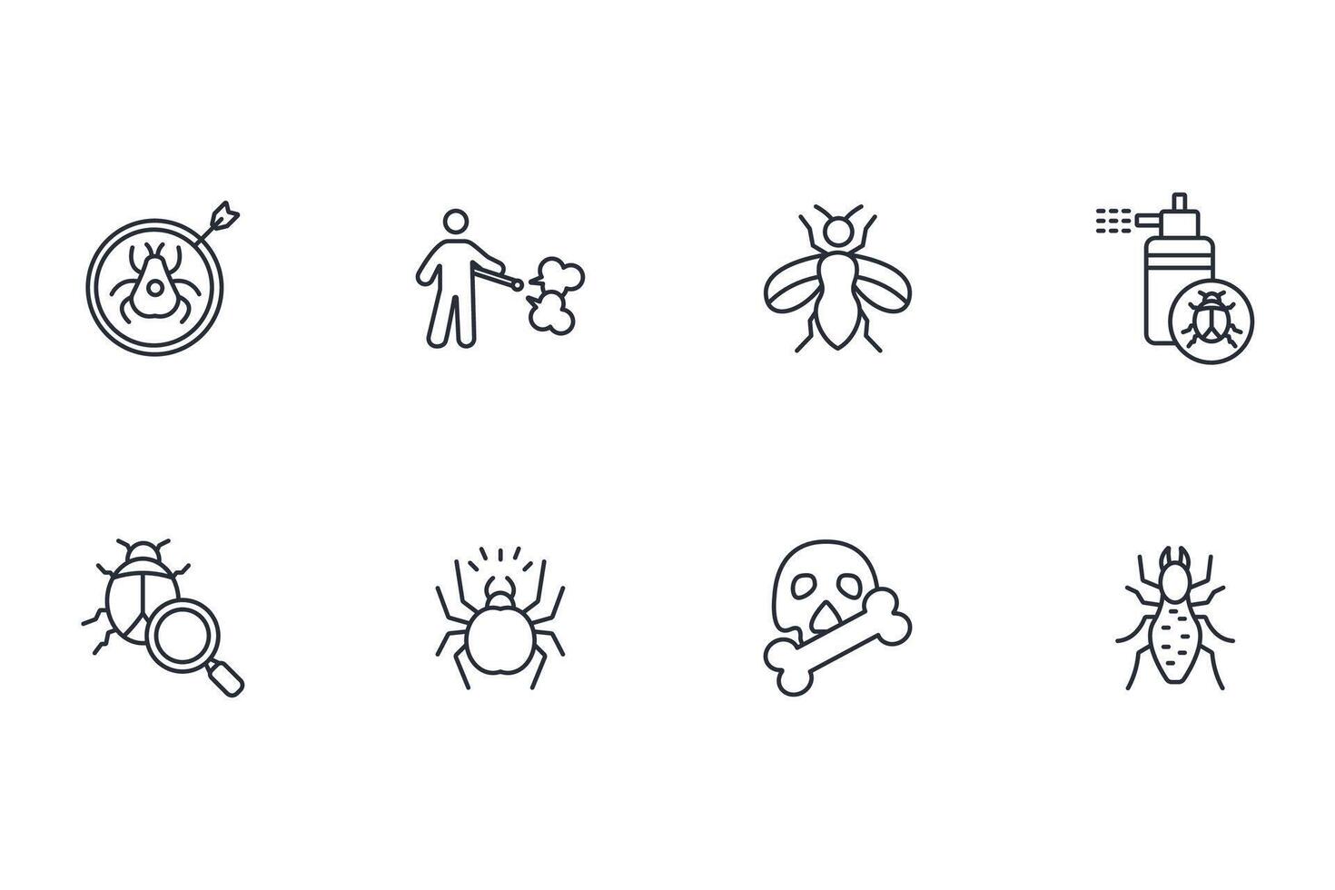 Pest control icon set..Editable stroke.linear style sign for use web design,logo.Symbol illustration. vector