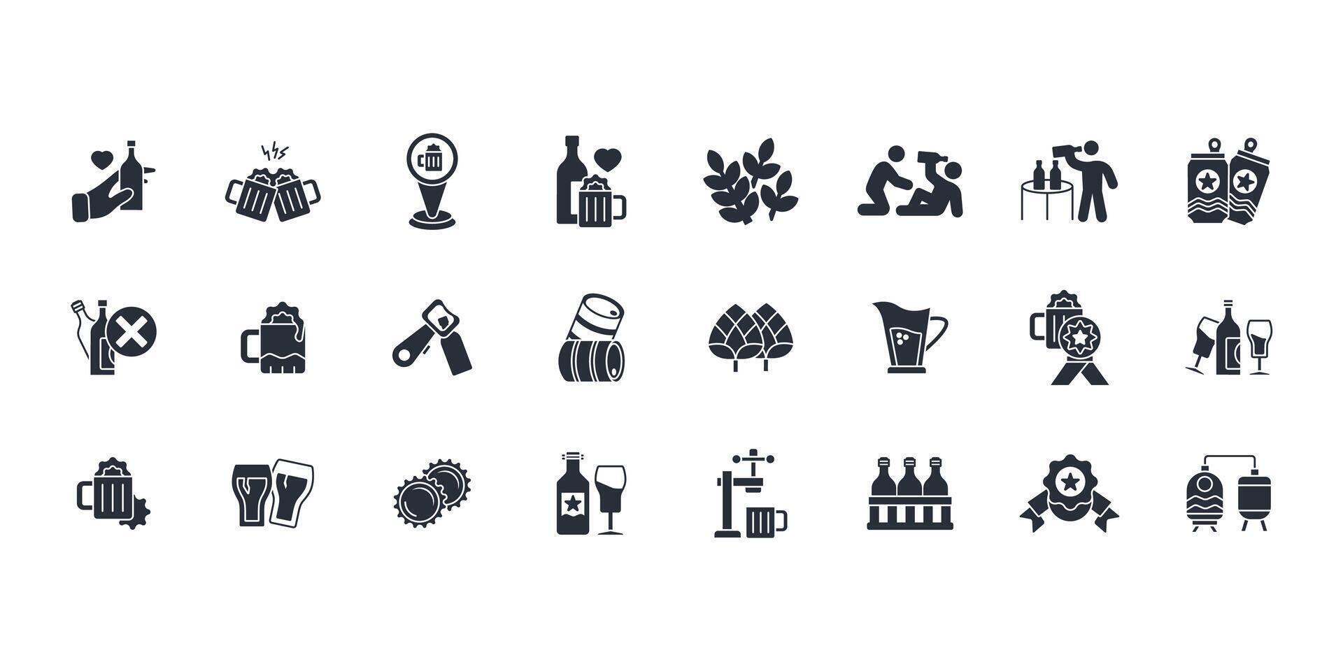 Beer icon set..Editable stroke.linear style sign for use web design,logo.Symbol illustration. vector