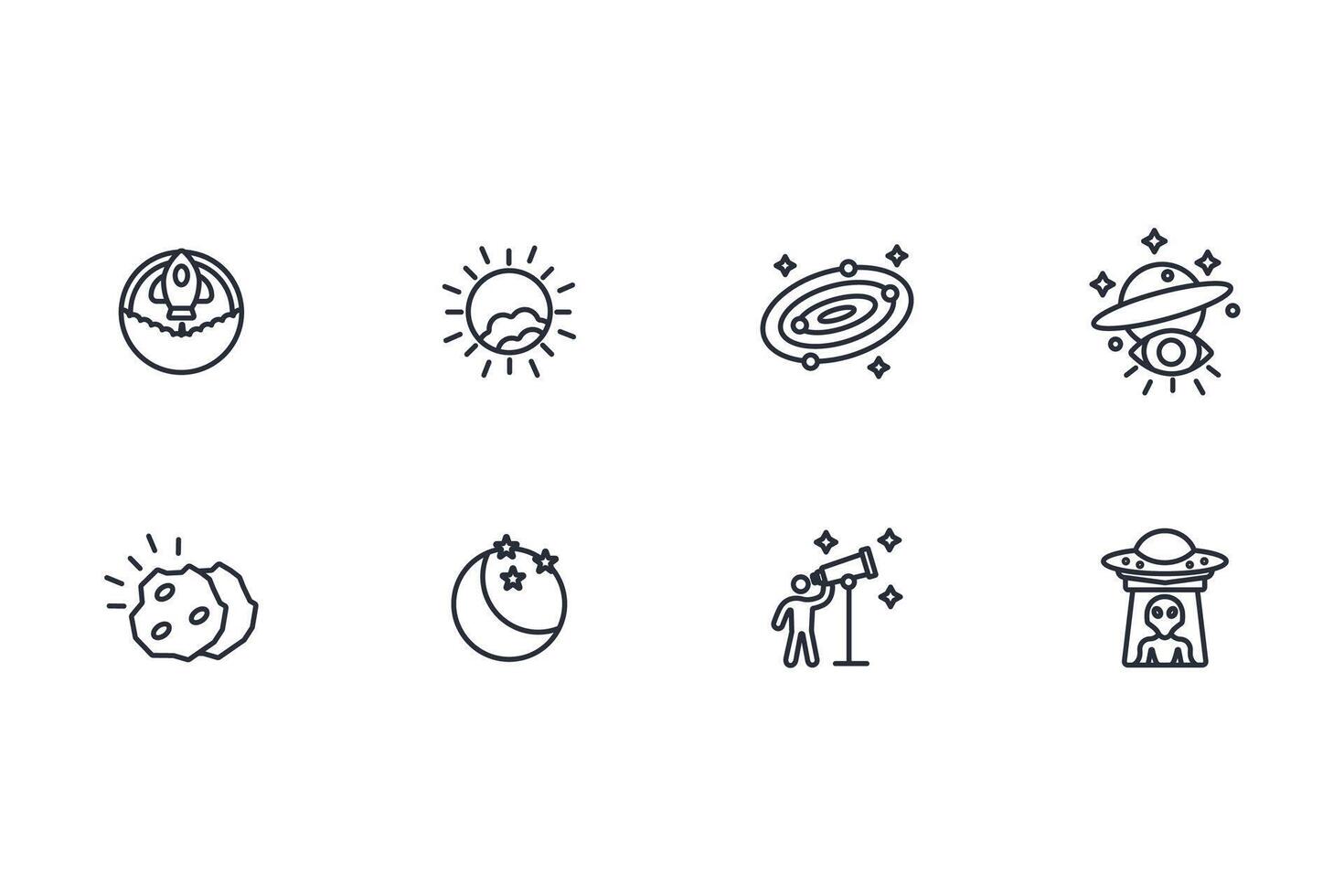 Astronomy icon set..Editable stroke.linear style sign for use web design,logo.Symbol illustration. vector