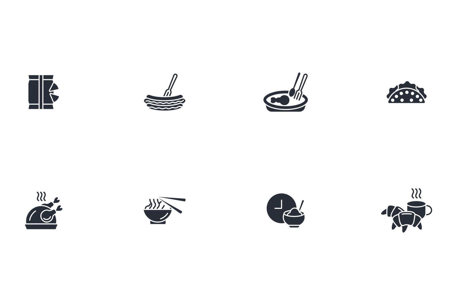 Meal icon set..Editable stroke.linear style sign for use web design,logo.Symbol illustration. vector