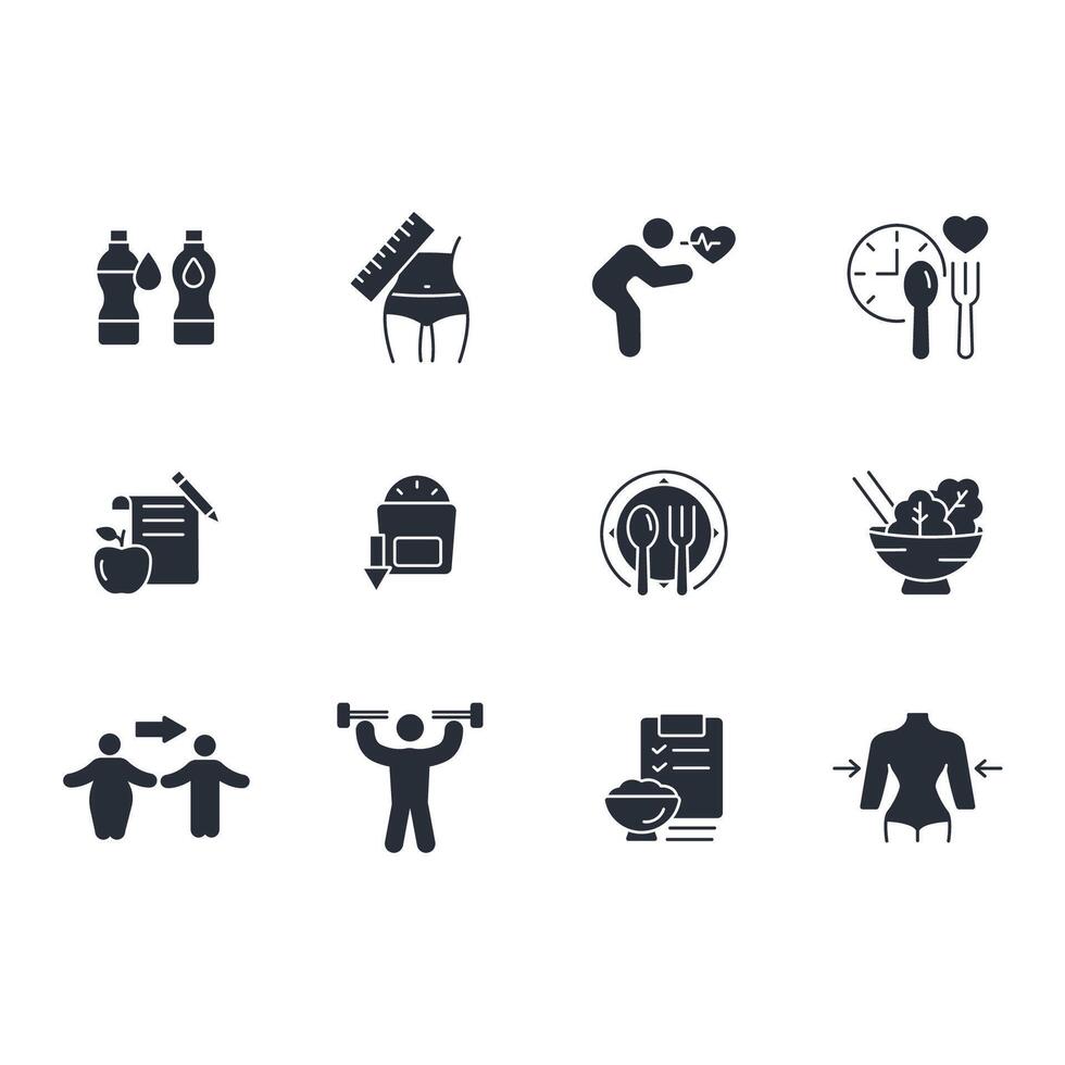 Weight loss icon set..Editable stroke.linear style sign for use web design,logo.Symbol illustration. vector