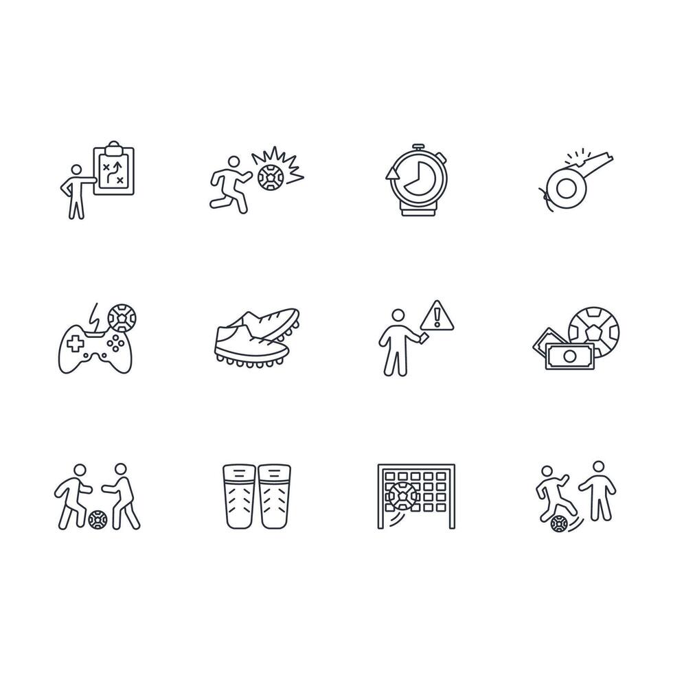 Football and soccer icon set..Editable stroke.linear style sign for use web design,logo.Symbol illustration. vector