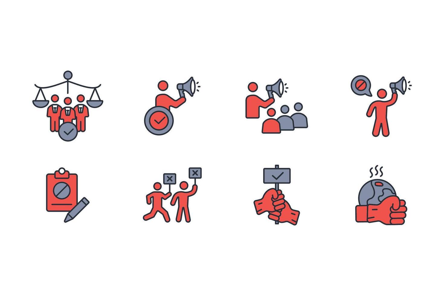 activism protest icon set..Editable stroke.linear style sign for use web design,logo.Symbol illustration. vector