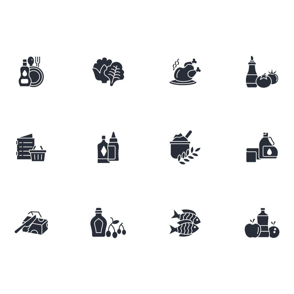 grocery icon set..Editable stroke.linear style sign for use web design,logo.Symbol illustration. vector