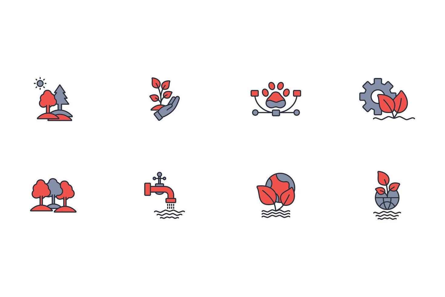 Environment icon set..Editable stroke.linear style sign for use web design,logo.Symbol illustration. vector
