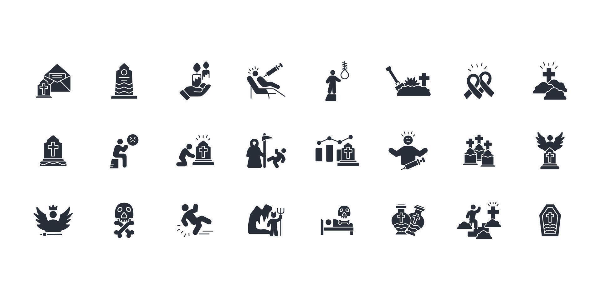 death icon set..Editable stroke.linear style sign for use web design,logo.Symbol illustration. vector