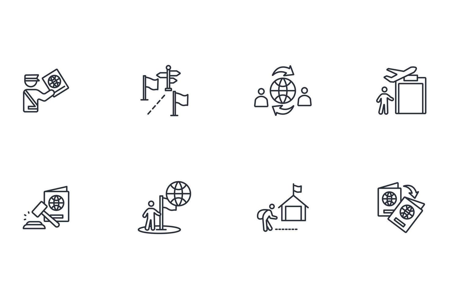 migration icon set..Editable stroke.linear style sign for use web design,logo.Symbol illustration. vector