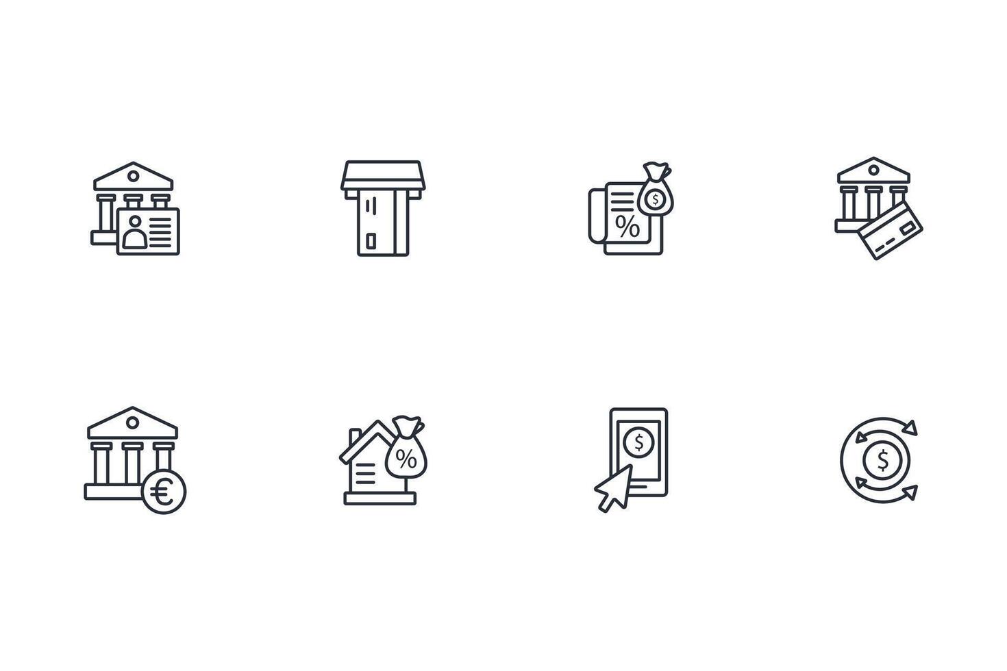 Bank icon set..Editable stroke.linear style sign for use web design,logo.Symbol illustration. vector