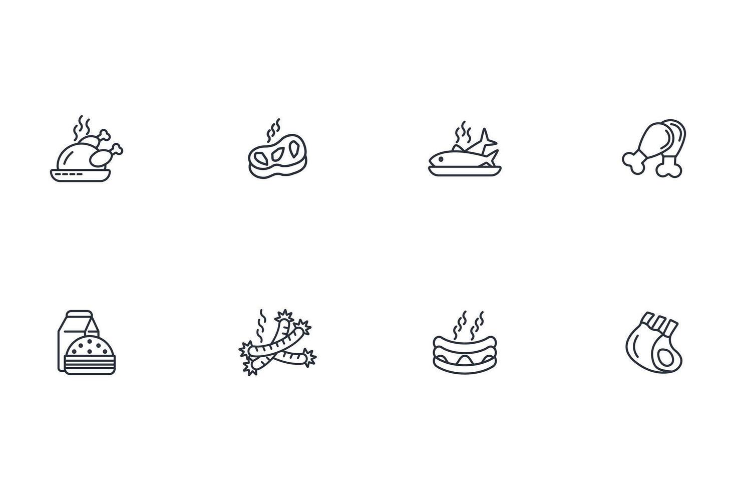 Meat icon set..Editable stroke.linear style sign for use web design,logo.Symbol illustration. vector