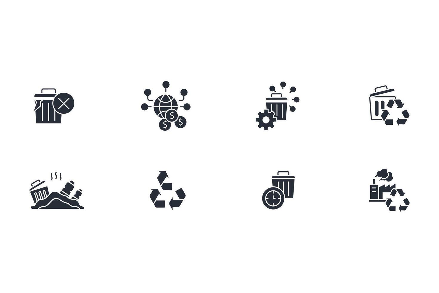 Waste icon set..Editable stroke.linear style sign for use web design,logo.Symbol illustration. vector