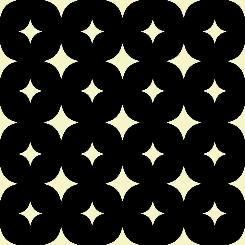 Star seamless pattern. Four-pointed star on a black background. illustration for background, packaging, fabric, card, wrapping paper, wallpaper, bed linen vector