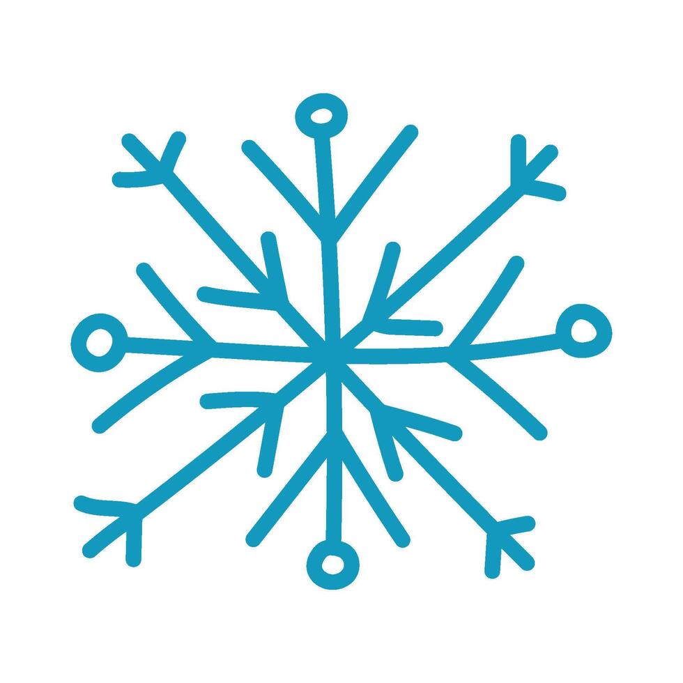 Blue hand drawing snowflake. Naive drawing for Christmas design, card, background. Isolated illustration vector