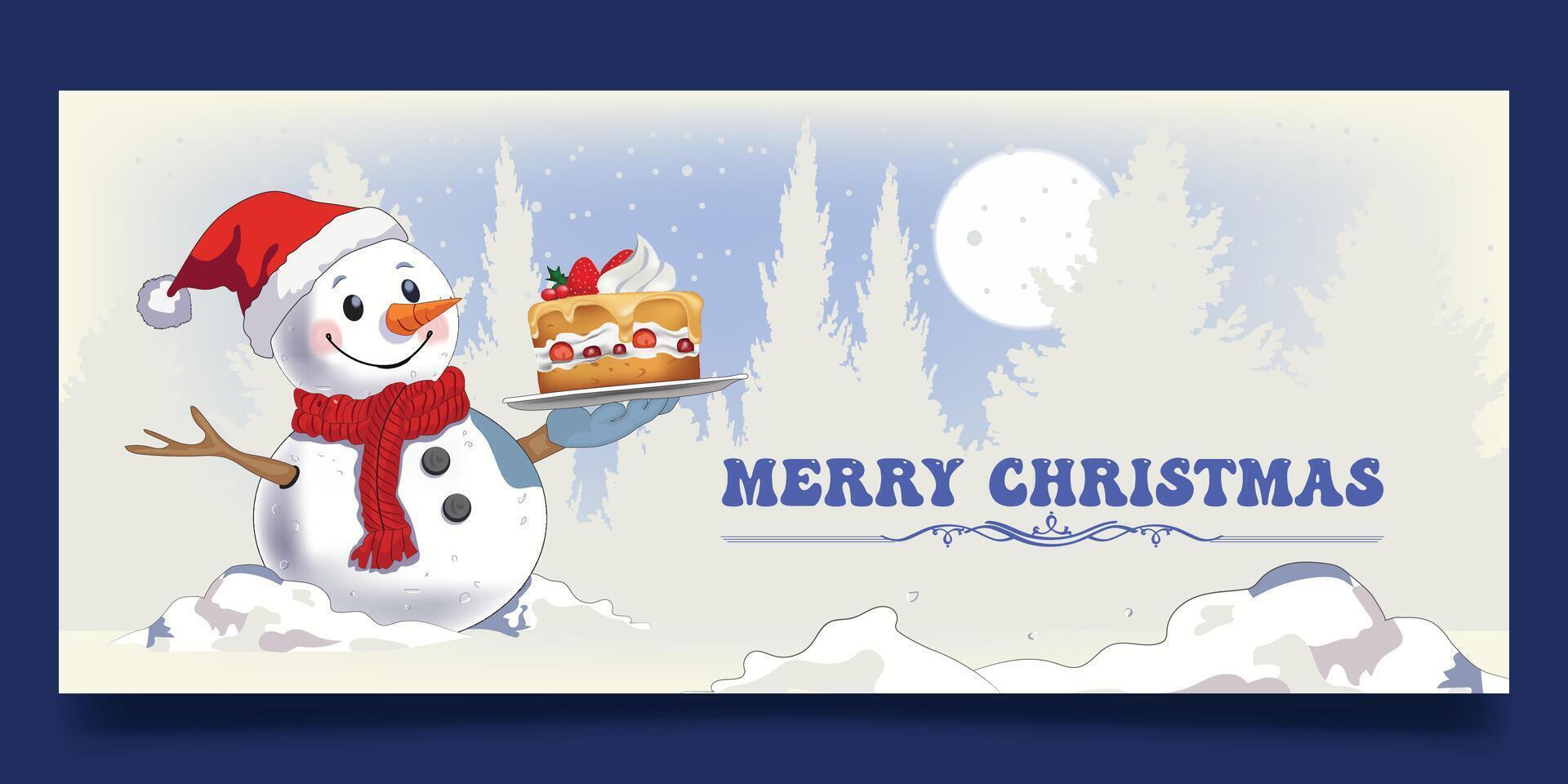 Christmas Day banner with Snowman vector