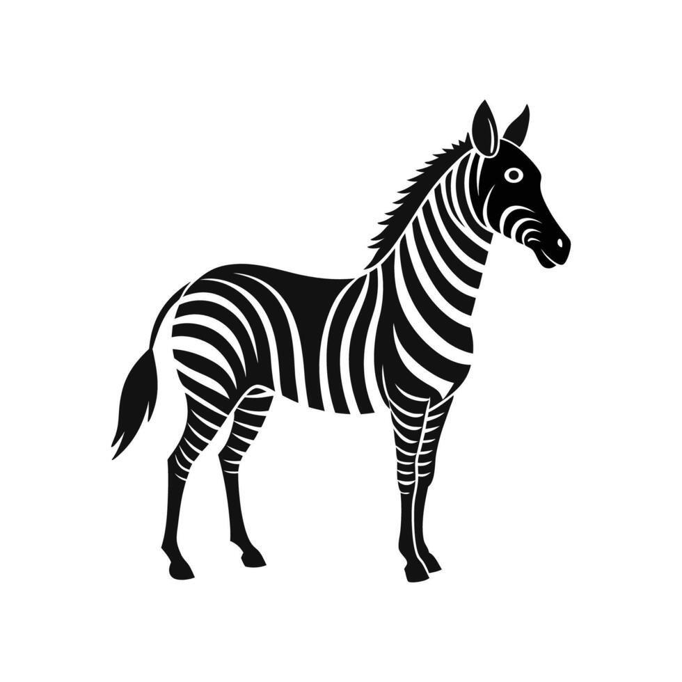 Black and white zebra silhouette design art illustration vector