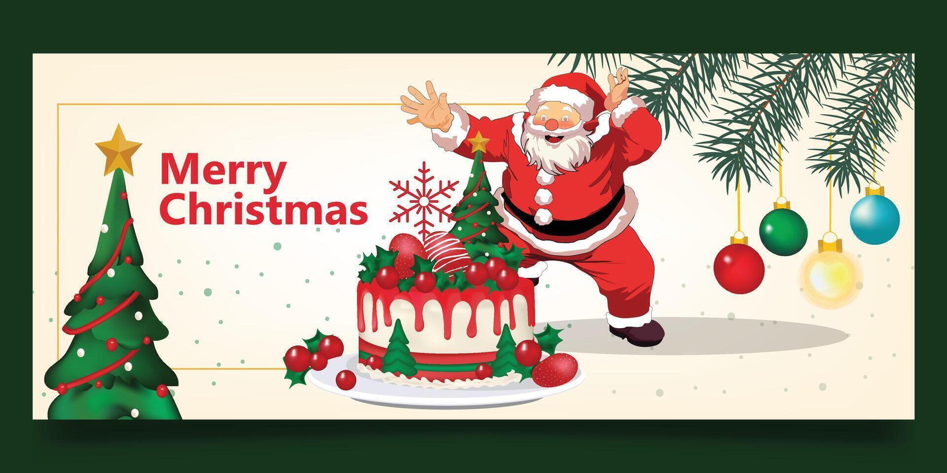 Simple and Unique Santa Cake Design vector