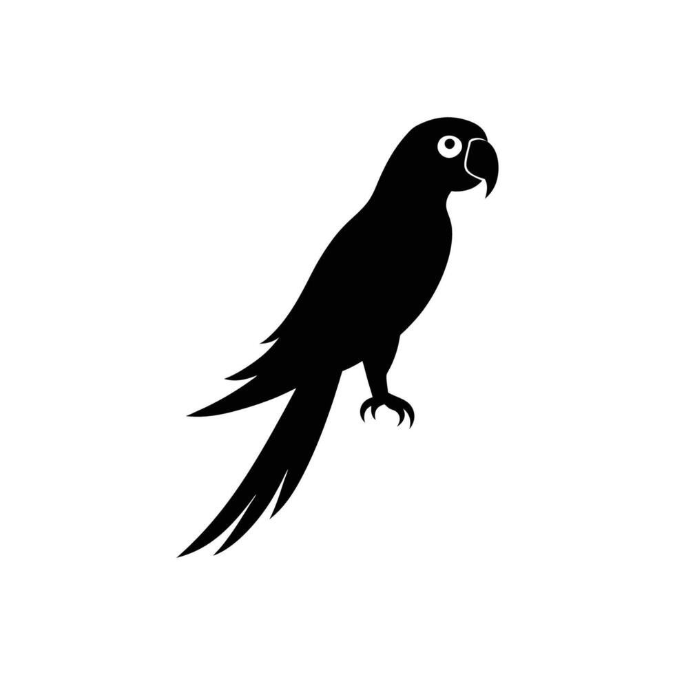 Black and white Macaw silhouette design art illustration vector