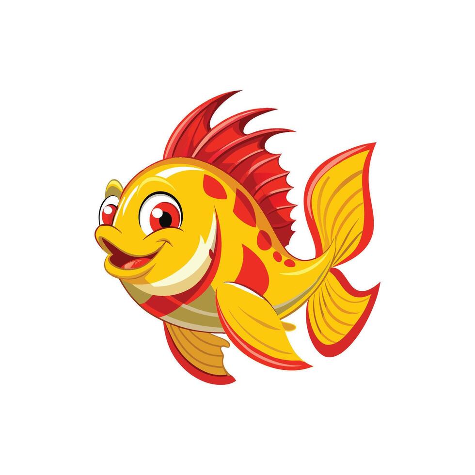 A friendly cartoon gold fish character on white background vector