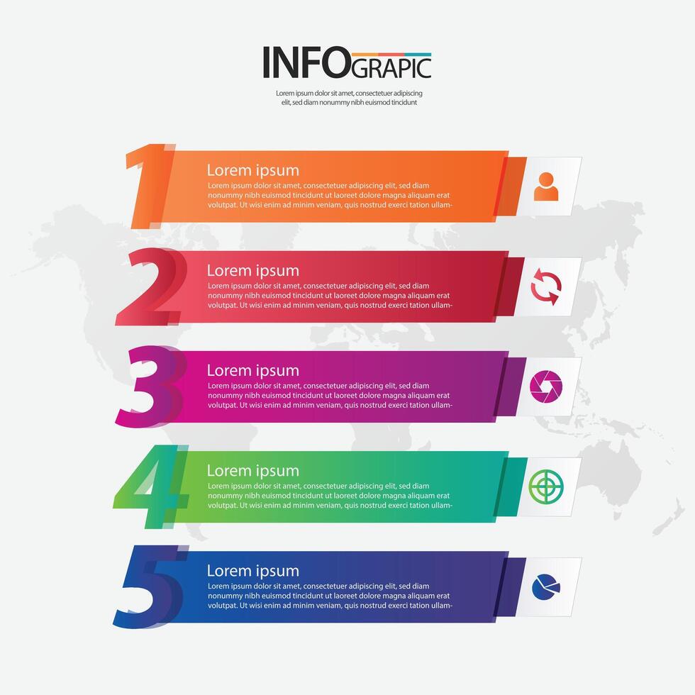 Information infographic design featuring numbered sections with colorful backgrounds and icons for clear data presentation vector