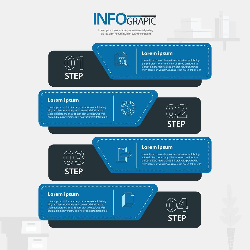 Infographic showcasing a step-by-step process with four distinct sections for clearer understanding vector