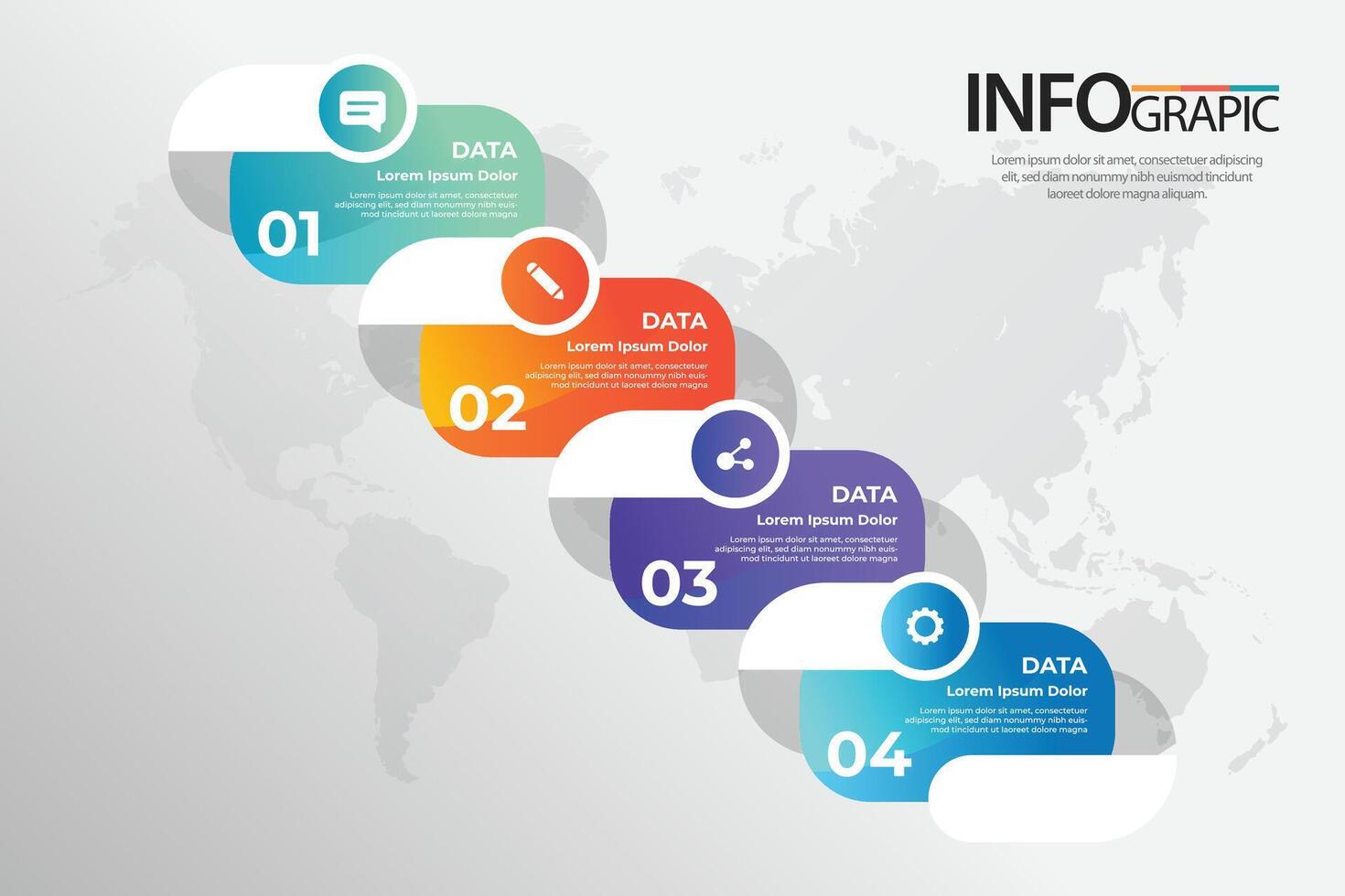 Visual representation of data flow using infographics with numbered steps vector