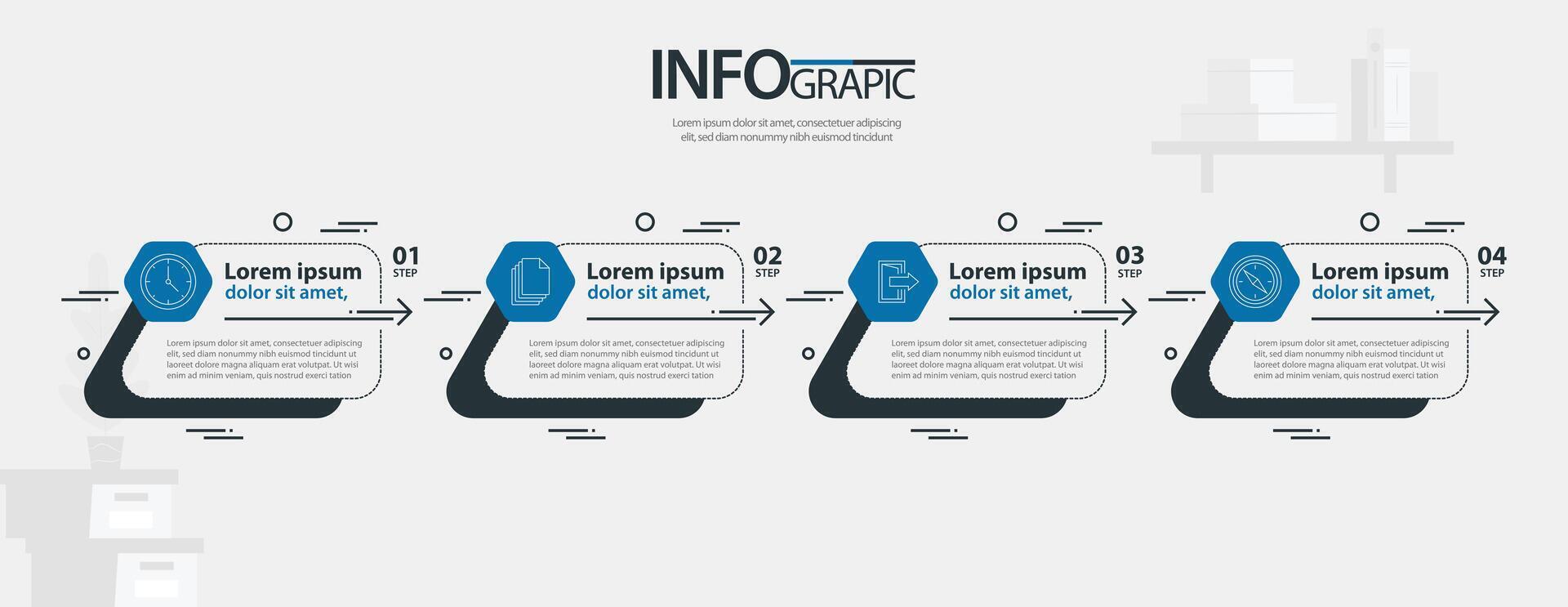Visual representation of a step-by-step process highlighting key information in a structured format vector