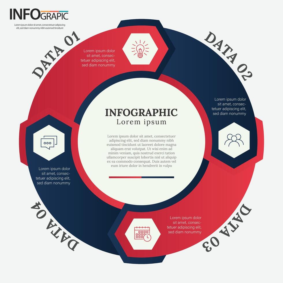 Infographic design showcasing four options in a circular format for clear visual communication vector