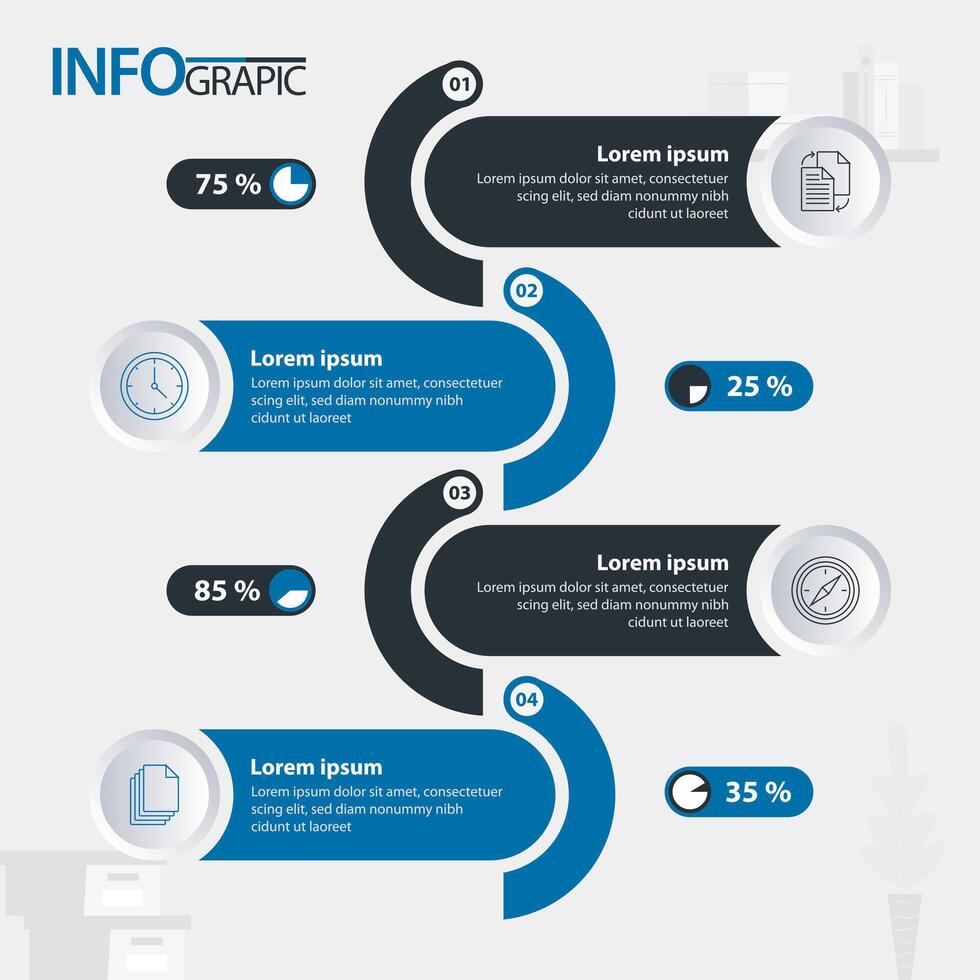 Infographic showcasing a step-by-step process with four distinct sections for clearer understanding vector