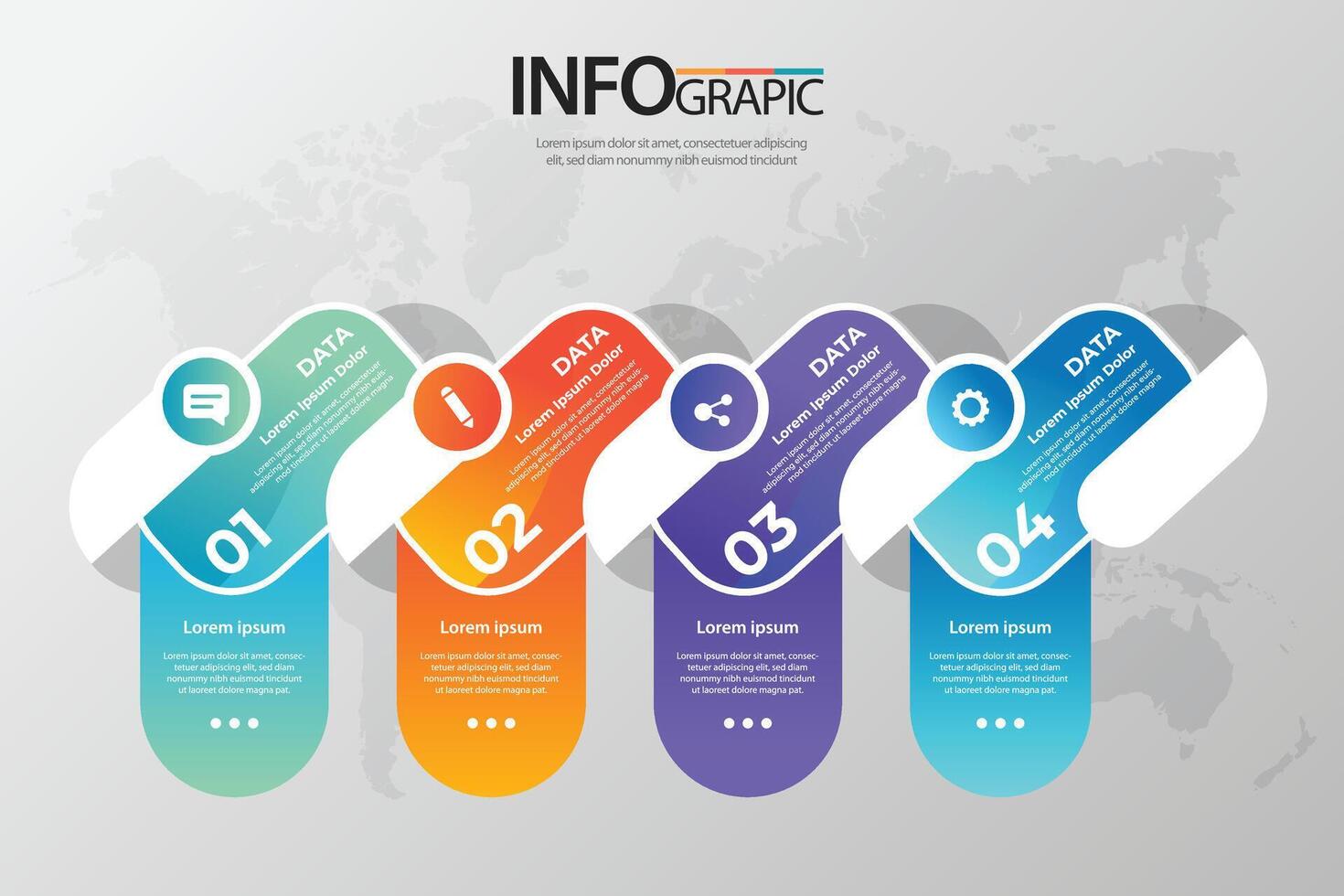 Visual representation of data flow using infographics with numbered steps vector