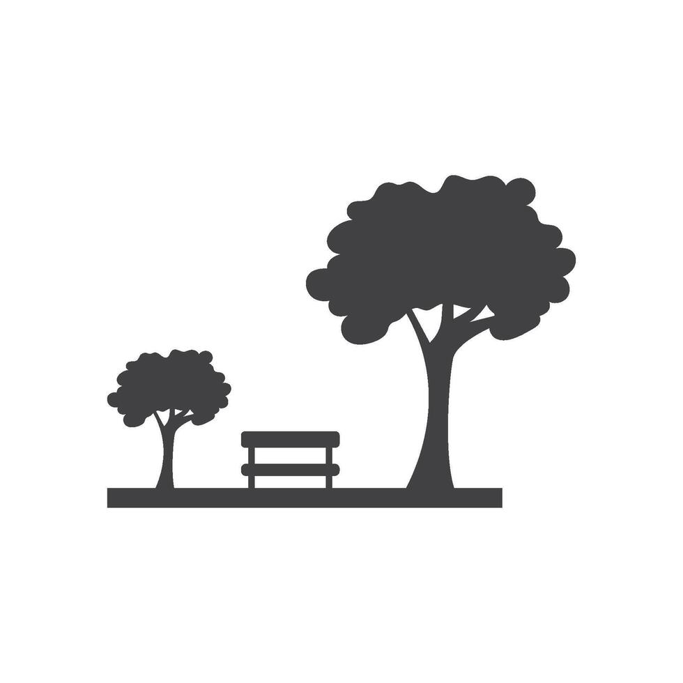 Park tree and bench vector