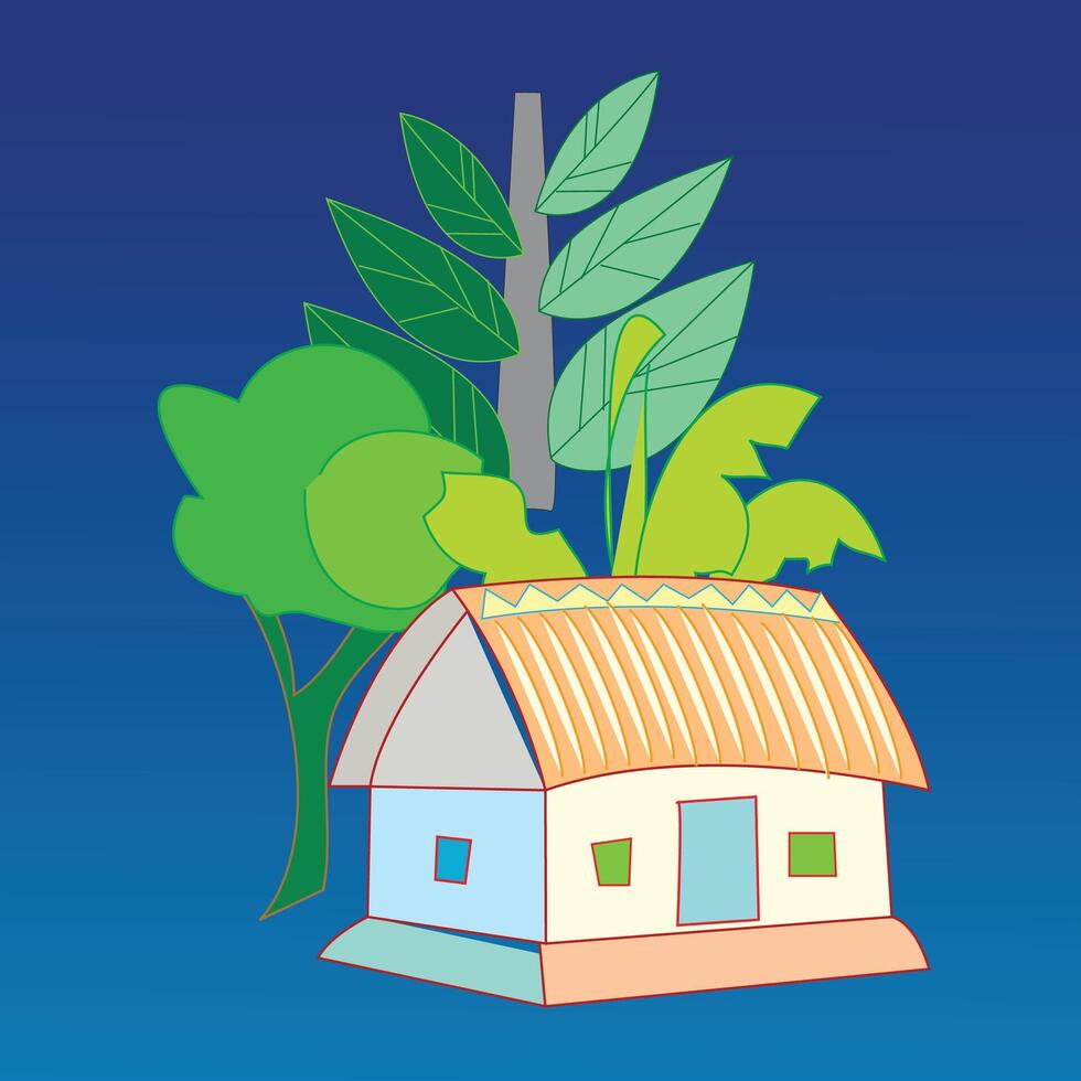 House with nature green tree illustration vector