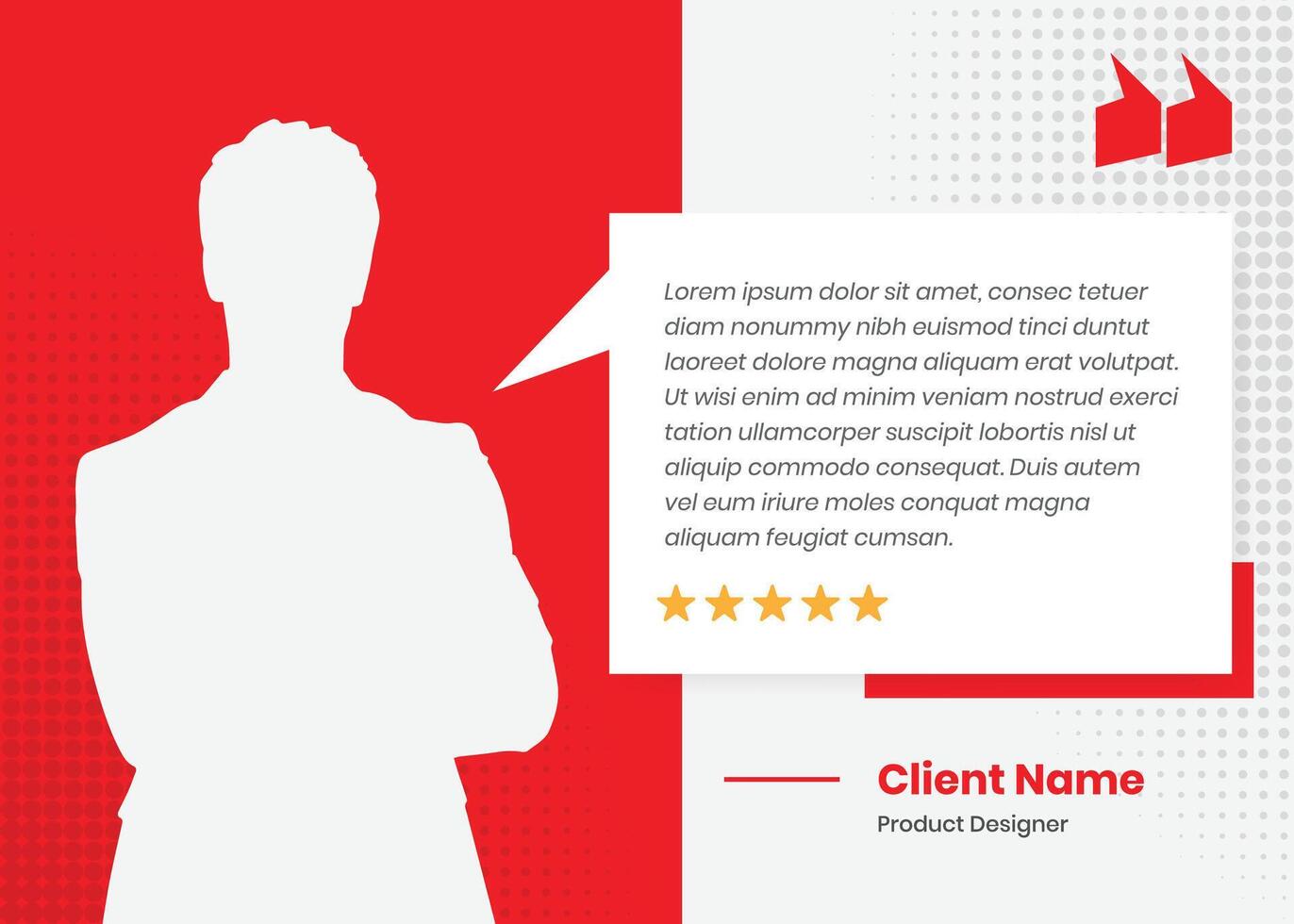Quotation presentation and client feedback or customer review social media post template design vector