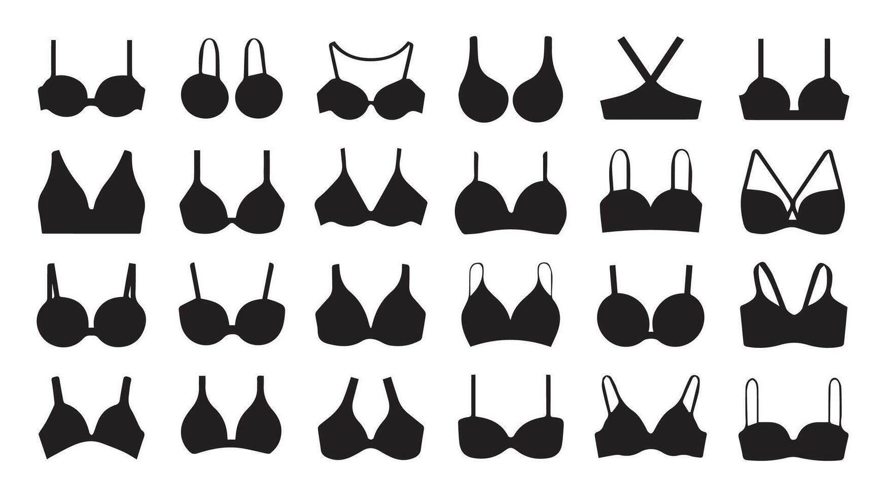 a collection of black Underwear Bra with a white background vector
