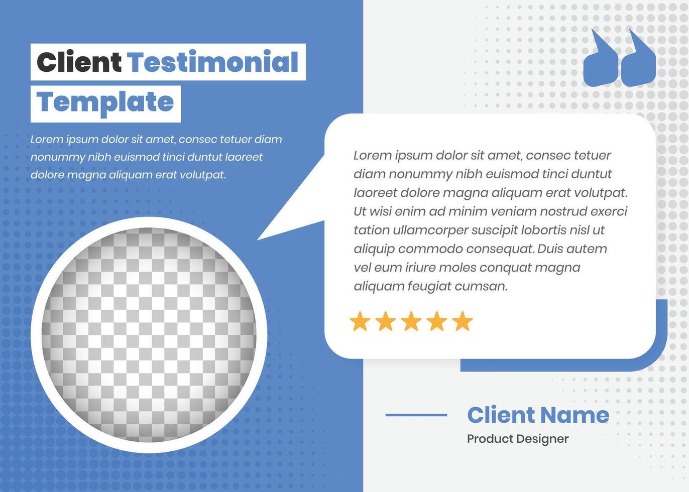 Professional client testimonial presentation simple social media post template design vector