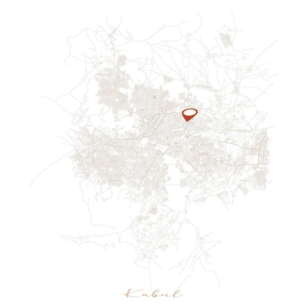 Kabul Afghanistan,detail Streets Roads Map with location pin, illustration element image vector