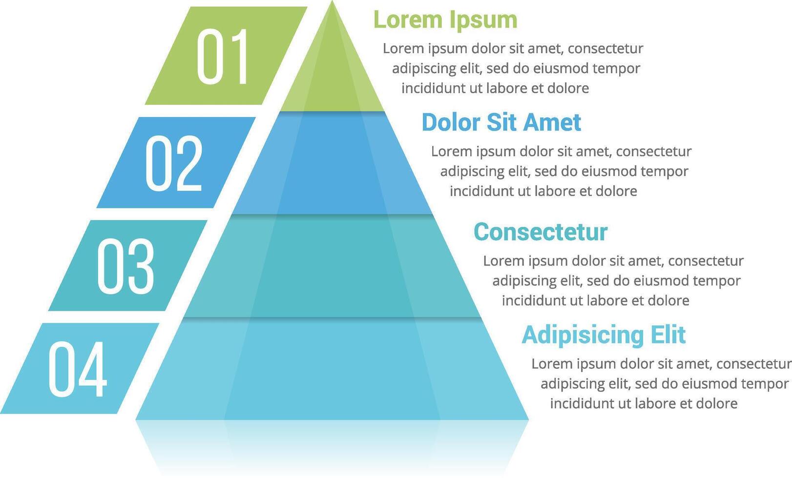 Pyramid infographic template with four elements vector