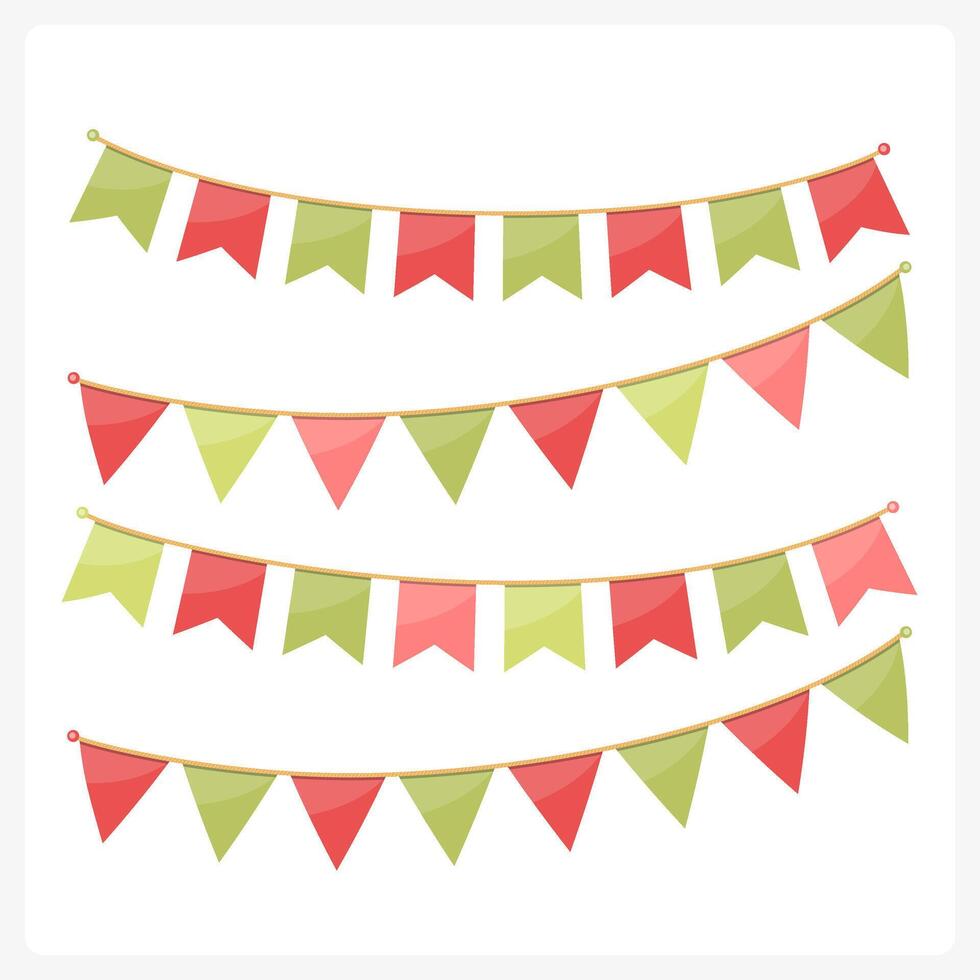 Colorful bunting for decoration of invitations, greeting cards etc, bunting flags, Christmas colors vector